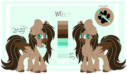 Size: 2472x1447 | Tagged: safe, artist:mintoria, imported from derpibooru, oc, oc only, oc:mint, pegasus, pony, female, mare, reference sheet, solo, two toned wings, wings