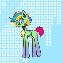 Size: 768x768 | Tagged: safe, imported from derpibooru, oc, oc only, oc:mia (malarunych), original species, plush pony, pony, blue eyes, female, mare, multicolored hair, plushie, solo