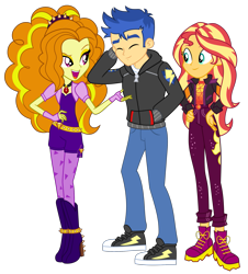Size: 1861x2062 | Tagged: safe, artist:alandssparkle, artist:digimonlover101, artist:firesidearmy46231, artist:lyricgemva, artist:shootingstarsentry, edit, imported from derpibooru, adagio dazzle, flash sentry, sunset shimmer, do it for the ponygram!, equestria girls, equestria girls series, festival filters, rainbow rocks, spoiler:eqg series (season 2), arm behind head, boots, clothes, converse, cute, diasentres, female, flashagio, flashimmer, geode of empathy, group sex, headband, high heel boots, jacket, magical geodes, male, music festival outfit, open mouth, pants, sex, shipping, shoes, simple background, spikes, straight, threesome, transparent background, vector