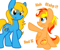 Size: 1043x864 | Tagged: safe, artist:ask-firefly, imported from derpibooru, oc, oc:firefly, oc:internet explorer, earth pony, pegasus, pony, animated, browser ponies, gif, internet explorer