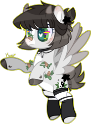 Size: 1360x1843 | Tagged: safe, artist:kurosawakuro, imported from derpibooru, oc, oc only, oc:panda (broken-boulevard), pegasus, pony, bandaid, bandaid on nose, base used, clothes, female, horns, mare, simple background, socks, solo, transparent background, two toned wings, wings