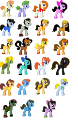 Size: 1680x2604 | Tagged: safe, artist:mexicangirl12, imported from derpibooru, earth pony, pegasus, pony, unicorn, pony creator, base used, bow, clothes, crossover, female, glasses, hair bow, male, mare, phineas and ferb, ponified, simple background, stallion, white background