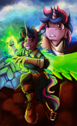 Size: 924x1500 | Tagged: safe, artist:jamescorck, imported from derpibooru, twilight sparkle, alicorn, anthro, unguligrade anthro, anime, clothes, commission, cosplay, costume, crossover, deku's hero costume, female, izuku midoriya, looking at you, my hero academia, one for all, punch, superhero, twilight sparkle (alicorn)