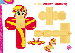 Size: 2048x1447 | Tagged: safe, artist:dashiesparkle edit, artist:grapefruitface1, imported from derpibooru, sunset shimmer, pony, unicorn, base used, craft, custom, irl, papercraft, photo, printable, solo, toy