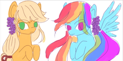 Size: 760x377 | Tagged: safe, artist:snowzaaah, imported from derpibooru, applejack, rainbow dash, earth pony, pegasus, pony, alternate universe, appledash, female, lesbian, shipping