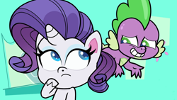 Size: 1920x1080 | Tagged: safe, imported from derpibooru, screencap, rarity, spike, dragon, pony, unicorn, director spike's mockumentary, my little pony: pony life, spoiler:pony life s01e36, female, g4.5, male, mare, pony life