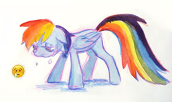 Size: 2560x1527 | Tagged: safe, artist:lunnita_pony, imported from derpibooru, rainbow dash, pegasus, pony, crying, sketch, solo