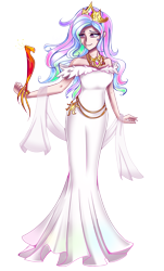 Size: 3500x5800 | Tagged: safe, artist:melanyoprisdraws, artist:melanyschaffer, artist:opal_radiance, imported from derpibooru, kotobukiya, philomena, princess celestia, bird, human, phoenix, absurd resolution, bare shoulders, beautiful, breasts, clothes, crown, cute, cutelestia, dress, eyebrows, eyelashes, female, full body, hair, humanized, jewelry, kotobukiya princess celestia, long hair, queen celestia, regalia, simple background, smiling, standing, transparent background