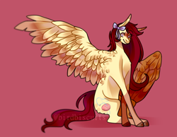 Size: 1828x1422 | Tagged: safe, artist:birdbiscuits, imported from derpibooru, oc, oc only, pegasus, pony, female, mare, pink background, simple background, solo