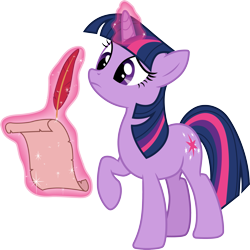Size: 3001x3000 | Tagged: safe, artist:cloudy glow, artist:cloudyglow, imported from derpibooru, twilight sparkle, pony, unicorn, the super speedy cider squeezy 6000, confused, female, glowing horn, horn, magic, magic aura, scroll, simple background, solo, transparent background, unicorn twilight, vector