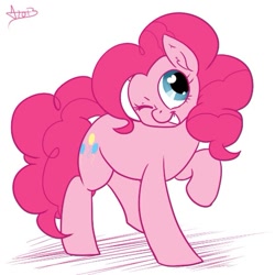 Size: 565x565 | Tagged: safe, artist:arnachy, artist:geeflakes-art, imported from derpibooru, pinkie pie, earth pony, pony, cute, diapinkes, one eye closed, ponk, solo, wink