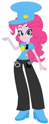 Size: 121x306 | Tagged: safe, artist:hubfanlover678, imported from derpibooru, pinkie pie, human, equestria girls, badge, cuffs, eqg promo pose set, hat, necktie, picture for breezies, police officer, simple background, solo