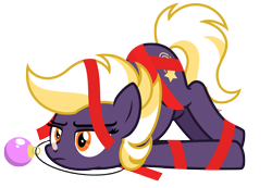 Size: 6850x4740 | Tagged: safe, artist:estories, imported from derpibooru, oc, oc only, oc:wildheart, earth pony, pony, absurd resolution, christmas ball, female, mare, simple background, solo, tied up, transparent background, vector