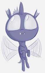 Size: 784x1272 | Tagged: safe, artist:heretichesh, imported from derpibooru, changeling, cute, cuteling, flying, grub