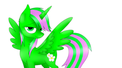 Size: 1930x1080 | Tagged: safe, artist:emalajiss36, imported from derpibooru, oc, oc only, alicorn, pony, alicorn oc, bedroom eyes, eyelashes, female, horn, mare, simple background, smiling, solo, spread wings, white background, wings