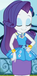 Size: 1001x2045 | Tagged: safe, imported from derpibooru, screencap, rarity, equestria girls, equestria girls series, sock it to me, spoiler:eqg series (season 2), canterlot high, clothes, cropped, cute, diamond, dress, eyes closed, female, geode of shielding, gold, hand on hip, jewelry, legs, magical geodes, makeup, necklace, outdoors, pencil skirt, raribetes, rarity peplum dress, skirt, sleeveless, smiling, soccer field, sock it to me: rarity, waistband, wrist cuffs
