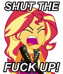 Size: 1738x2048 | Tagged: safe, imported from derpibooru, sunset shimmer, equestria girls, equestria girls series, forgotten friendship, angry, meme, rageset shimmer, swearing, that pony sure have anger issues, vulgar, yelling