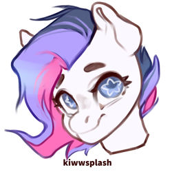 Size: 3000x3000 | Tagged: safe, artist:kiwwsplash, imported from derpibooru, oc, oc only, earth pony, pony, bust, earth pony oc, eyelashes, simple background, smiling, solo, starry eyes, white background, wingding eyes