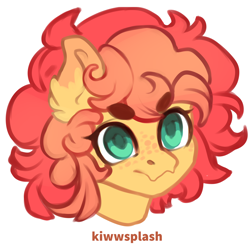 Size: 3000x3000 | Tagged: safe, artist:kiwwsplash, imported from derpibooru, oc, oc only, earth pony, pony, bust, ear fluff, earth pony oc, simple background, smiling, solo, white background