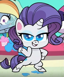 Size: 429x512 | Tagged: safe, imported from derpibooru, screencap, rainbow dash, rarity, twilight sparkle, alicorn, pegasus, pony, unicorn, director spike's mockumentary, my little pony: pony life, spoiler:pony life s01e36, bipedal, cropped, g4.5, hoof on hip, lidded eyes, looking at you, offscreen character, pony life, pose, solo focus, twilight sparkle (alicorn)