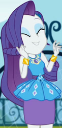 Size: 995x2045 | Tagged: safe, imported from derpibooru, screencap, rarity, equestria girls, equestria girls series, sock it to me, spoiler:eqg series (season 2), canterlot high, clothes, cropped, cute, diamond, dress, eyes closed, female, geode of shielding, gold, jewelry, legs, magical geodes, makeup, necklace, outdoors, pencil skirt, raribetes, rarity peplum dress, screencaped, skirt, sleeveless, smiling, soccer field, sock it to me: rarity, waistband, wrist cuffs