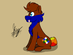Size: 1200x900 | Tagged: safe, artist:jay_wackal, imported from derpibooru, oc, oc only, oc:rubik, earth pony, pony, :p, cute, digital art, male, original character do not steal, sitting, solo, stallion, tongue out