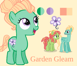 Size: 576x488 | Tagged: safe, artist:rhythms7, imported from derpibooru, tree hugger, zephyr breeze, oc, oc:garden gleam, earth pony, pegasus, pony, cutie mark, female, filly, male, offspring, open mouth, parent:tree hugger, parent:zephyr breeze, parents:zephyrhugger, shipping, straight, zephyrhugger