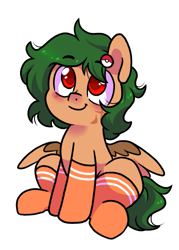Size: 653x910 | Tagged: safe, artist:paperbagpony, imported from derpibooru, oc, pegasus, clothes, pegasus oc, scar, sitting, socks, wings