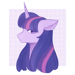 Size: 1280x1280 | Tagged: safe, artist:picture-presents, imported from derpibooru, twilight sparkle, pony, bust, ear fluff, female, mare, portrait, profile, solo