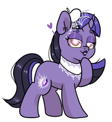 Size: 870x951 | Tagged: safe, artist:paperbagpony, imported from derpibooru, oc, oc:lenore, unicorn, curved horn, goth, horn, jewelry, makeup, simple background, unicorn oc, white background