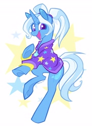 Size: 2977x4096 | Tagged: safe, artist:ashgray_art, imported from derpibooru, trixie, pony, unicorn, alternate hairstyle, babysitter trixie, clothes, cute, diatrixes, female, hoodie, mare, open mouth, pigtails, signature, solo