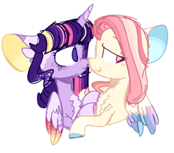 Size: 1280x1128 | Tagged: safe, artist:legendarty, imported from derpibooru, fluttershy, twilight sparkle, alicorn, pegasus, pony, alternate color palette, boop, female, lesbian, noseboop, shipping, simple background, transparent background, twilight sparkle (alicorn), twishy