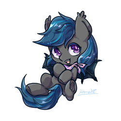 Size: 2000x2000 | Tagged: safe, artist:qamar, imported from derpibooru, oc, oc only, oc:nocturne star, bat pony, pony, blue, blue mane, cute, grey fur, male, purple eyes, simple background, solo, spread wings, stallion, white background, wings