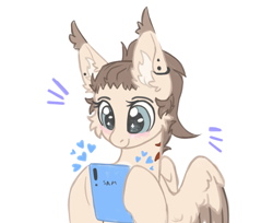 Size: 2480x2024 | Tagged: safe, artist:dorkmark, imported from derpibooru, oc, oc only, oc:dima, oc:dimass, pegasus, pony, bust, cellphone, cheek fluff, colored wings, ear fluff, ear piercing, ear tufts, emanata, hoof hold, phone, piercing, portrait, simple background, sketch, smartphone, solo, two toned wings, white background, wings