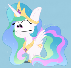 Size: 3000x2880 | Tagged: safe, artist:puperhamster, imported from derpibooru, princess celestia, pony, unicorn, chibi, female, mare, simple background, solo, wings