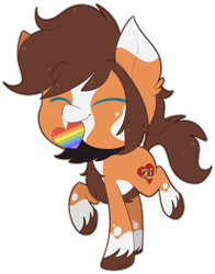 Size: 2280x2904 | Tagged: safe, artist:jetjetj, imported from derpibooru, part of a set, oc, oc only, oc:heart chaser, earth pony, pony, chibi, commission, heart, male, mouth hold, solo, stallion, ych result