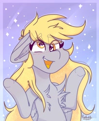 Size: 1320x1620 | Tagged: safe, artist:tizhonolulu, imported from derpibooru, derpy hooves, pegasus, pony, blushing, chest fluff, ear fluff, floppy ears, shrug, solo