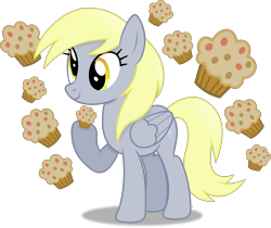 Size: 5472x4588 | Tagged: safe, artist:anime-equestria, imported from derpibooru, derpy hooves, pegasus, pony, alternate hairstyle, cute, derp, derpabetes, female, food, happy, mare, muffin, simple background, smiling, solo, that pony sure does love muffins, transparent background, vector, wings