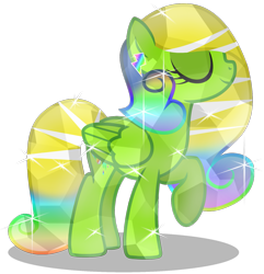 Size: 1635x1697 | Tagged: safe, artist:amgiwolf, imported from derpibooru, oc, oc only, oc:viexy ams, crystal pony, pegasus, pony, ear piercing, eyelashes, eyes closed, female, mare, pegasus oc, piercing, raised hoof, simple background, smiling, solo, transparent background, wings