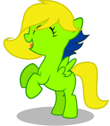Size: 2293x2616 | Tagged: safe, artist:amgiwolf, imported from derpibooru, oc, oc only, pegasus, pony, eyelashes, eyes closed, female, filly, open mouth, pegasus oc, rearing, simple background, smiling, solo, transparent background, wings