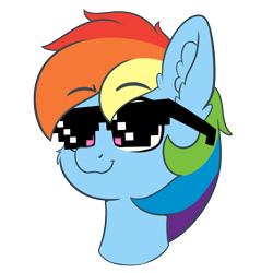 Size: 4000x4000 | Tagged: safe, artist:yelowcrom, imported from derpibooru, rainbow dash, pegasus, pony, absurd resolution, bust, cheek fluff, deal with it, ear fluff, female, mare, simple background, solo, sunglasses, swag glasses, transparent background