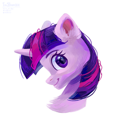 Size: 1805x1865 | Tagged: safe, artist:teaflower300, imported from derpibooru, twilight sparkle, pony, bust, chest fluff, cute, ear fluff, female, mare, portrait, profile, simple background, solo, twiabetes, white background