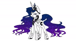 Size: 1980x1080 | Tagged: safe, artist:emalajiss36, imported from derpibooru, princess luna, alicorn, pony, alternate design, eyelashes, female, hoof shoes, jewelry, mare, peytral, simple background, solo, tiara, white background