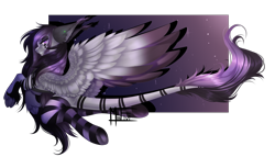 Size: 2778x1590 | Tagged: safe, artist:minelvi, imported from derpibooru, oc, oc only, pegasus, pony, clothes, cloven hooves, ear piercing, earring, eyelashes, female, flying, jewelry, leonine tail, looking back, mare, pegasus oc, piercing, signature, simple background, socks, solo, striped socks, transparent background, underhoof, wings