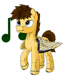 Size: 1200x1400 | Tagged: safe, artist:zocidem, imported from derpibooru, oc, oc only, oc:melody technic, cyborg, pegasus, pony, artificial wings, augmented, commission, mechanical wing, solo, wings
