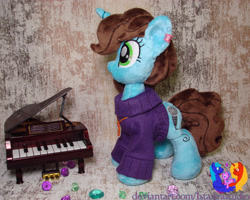 Size: 2882x2304 | Tagged: safe, artist:1stastrastudio, imported from derpibooru, oc, oc only, oc:jewel chords, pony, unicorn, clothes, female, irl, mare, musical instrument, photo, piano, plushie, solo, sweater