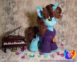 Size: 2836x2304 | Tagged: safe, artist:1stastrastudio, imported from derpibooru, oc, oc only, oc:jewel chords, pony, unicorn, clothes, female, irl, mare, musical instrument, photo, piano, plushie, solo, sweater