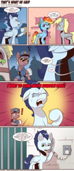 Size: 1168x2700 | Tagged: safe, artist:saturdaymorningproj, imported from derpibooru, derpy hooves, rainbow dash, soarin', pegasus, comic, eyes closed, glasses, iwtcird, meme, misunderstanding, open mouth, police