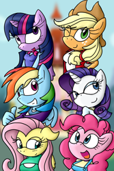 Size: 1200x1800 | Tagged: safe, artist:flash equestria photography, imported from derpibooru, applejack, fluttershy, pinkie pie, rainbow dash, rarity, twilight sparkle, anthro, breasts, busty fluttershy, mane six, mobian, sonic the hedgehog (series), sonicified