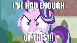 Size: 2190x1232 | Tagged: safe, edit, edited screencap, editor:axal-5, imported from derpibooru, screencap, starlight glimmer, pony, unicorn, season 8, the parent map, spoiler:s08, angry, angry face, caption, ears back, face, female, floppy ears, gritted teeth, henry stickmin collection, house, image macro, mare, rage, ragelight glimmer, right hand man, shrunken pupils, sire's hollow, solo, starlight glimmer is not amused, starlight is not amused, text, text edit, tree, unamused, window